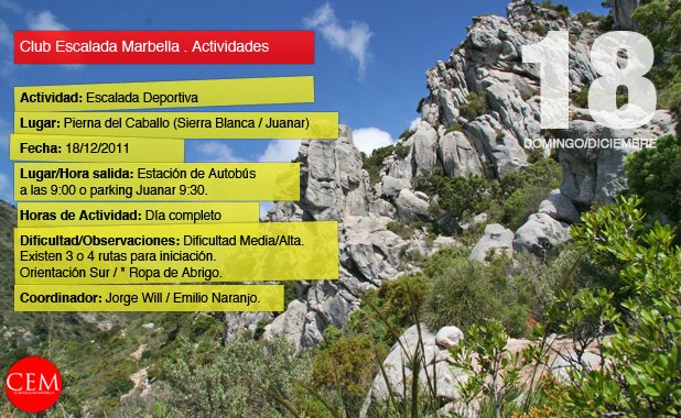 Club Escalada Marbella . Actividades 18 DICIEMBRE JUANAR