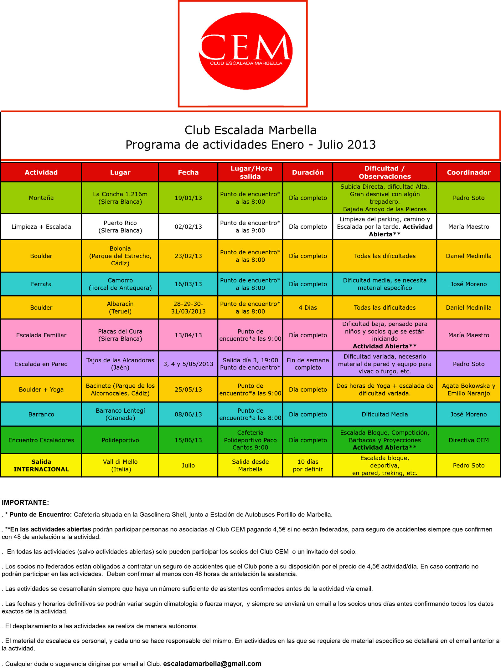 Actividades Club 2013 mod